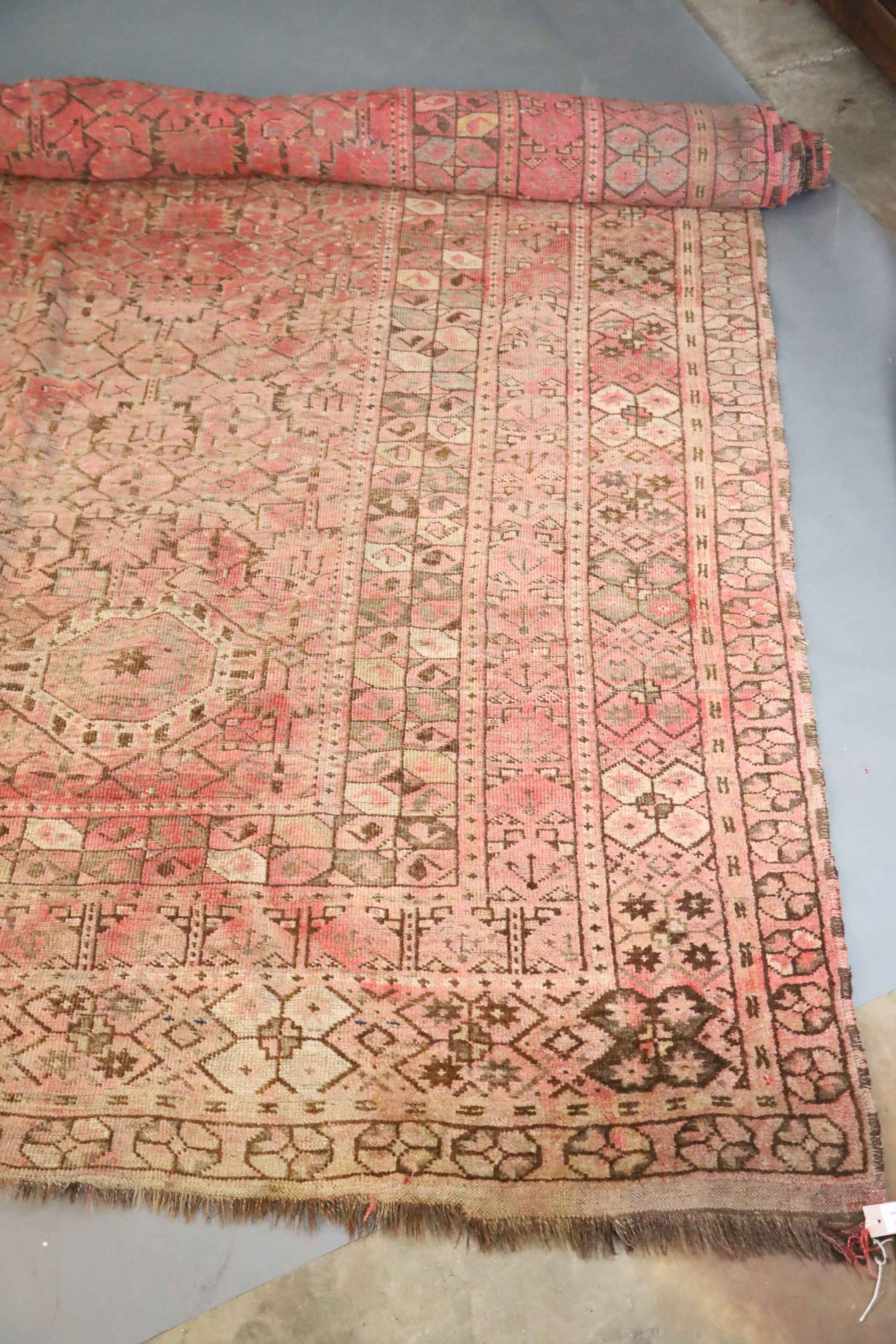 A Beshir carpet, Central Turkestan, c.1890, 534 x 259cm (worn)